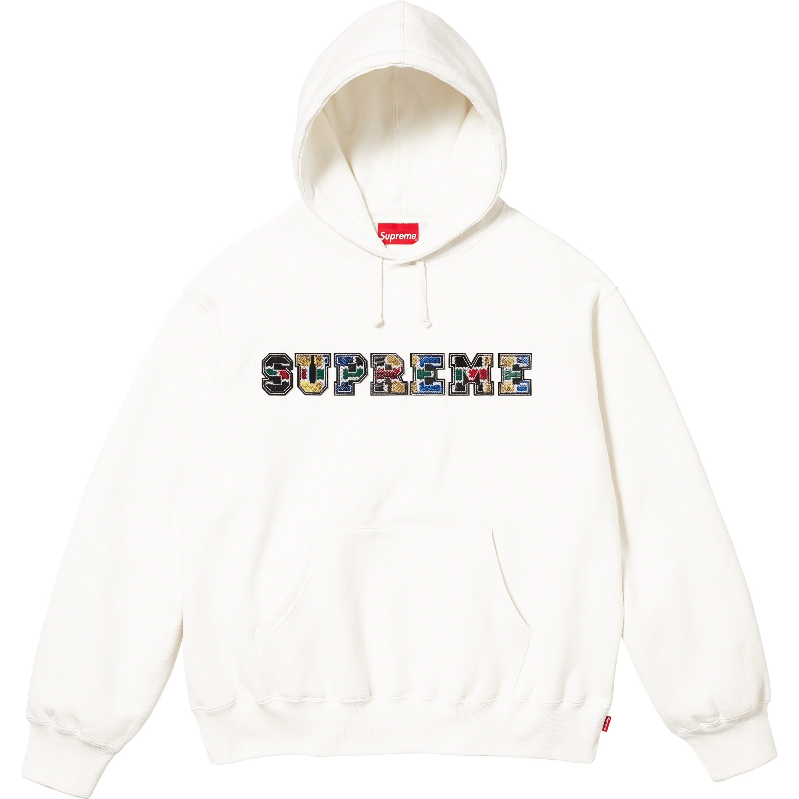 Collegiate Patchwork Leather Hooded Sweatshirt view 7